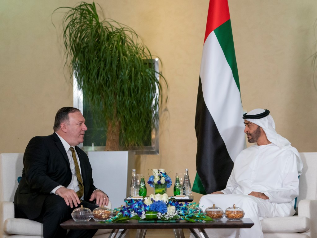 Sheikh Mohamed bin Zayed Al Nahyan Crown Prince of Abu Dhabi Deputy Supreme Commander of the UAE Armed Forces (right) meets with Michael Pompeo Secretary of State of the United States of America (left).
Image: Mohamed Al Hammadi, Ministry of Presidential Affairs