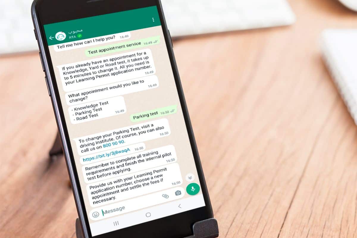 Dubai's RTA announces WhatsApp service for booking, reschedule driving