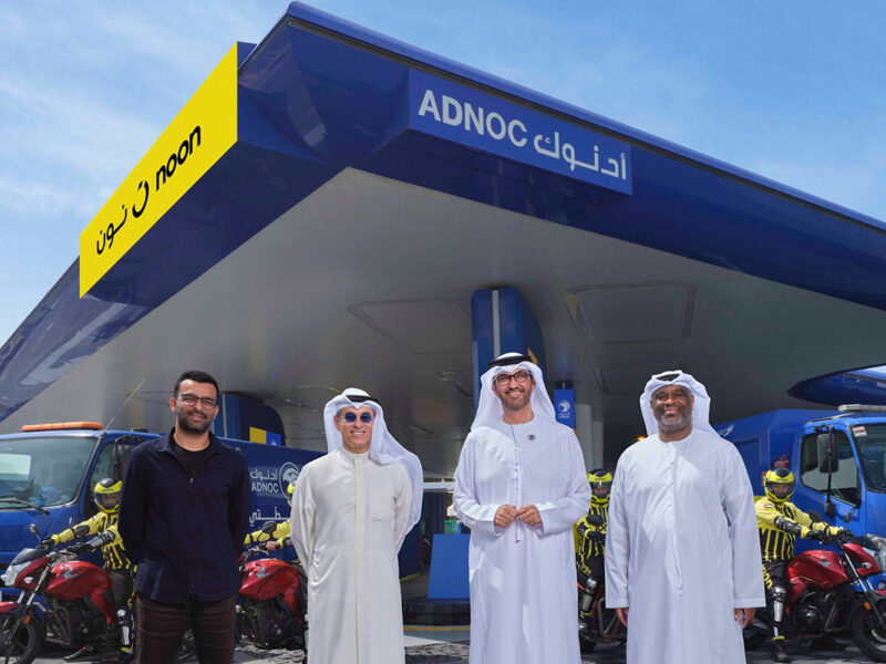 noon rider delivering ADNOC Oasis products in partnership with ADNOC Distribution