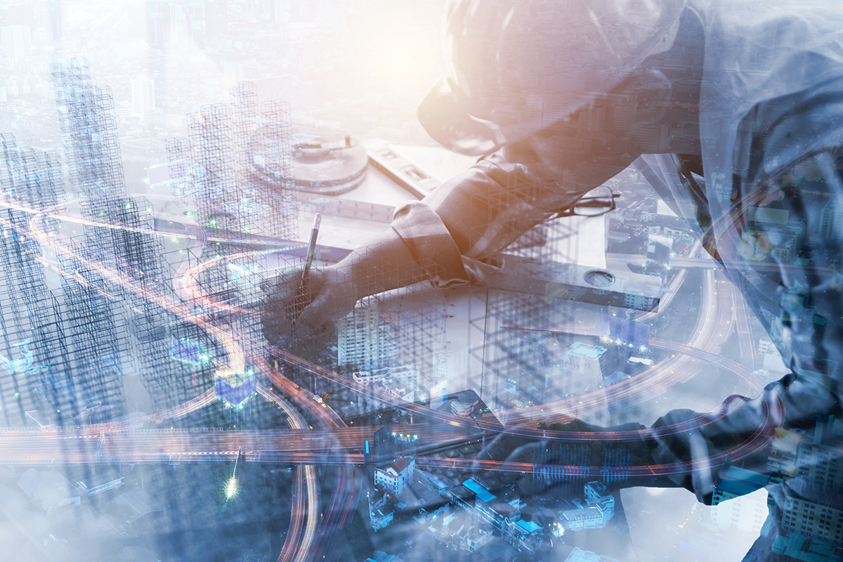Construction industry professionals using immersive planning tools in the UAE