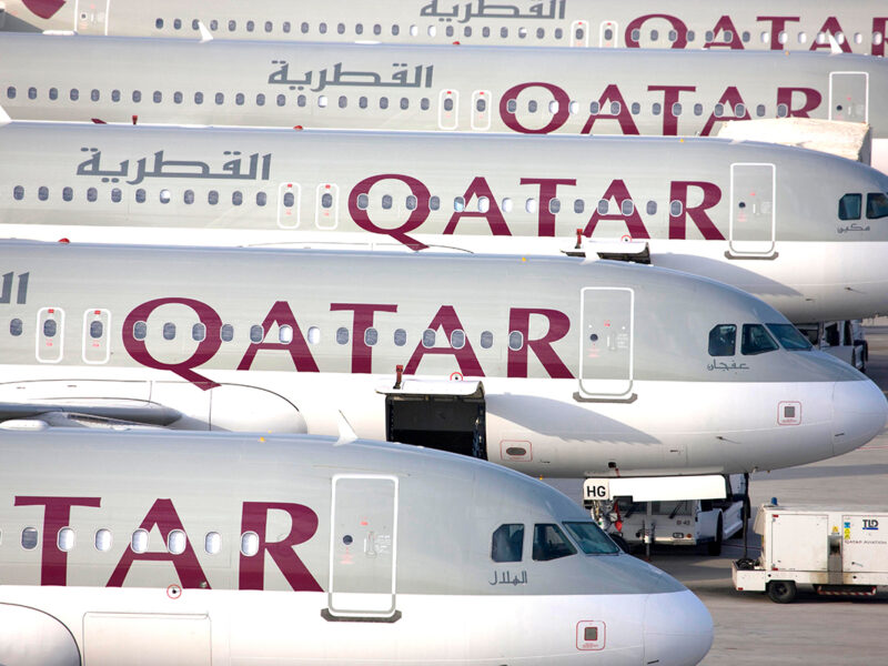 Qatar Airways aircraft lineup highlighting Airbus fleet