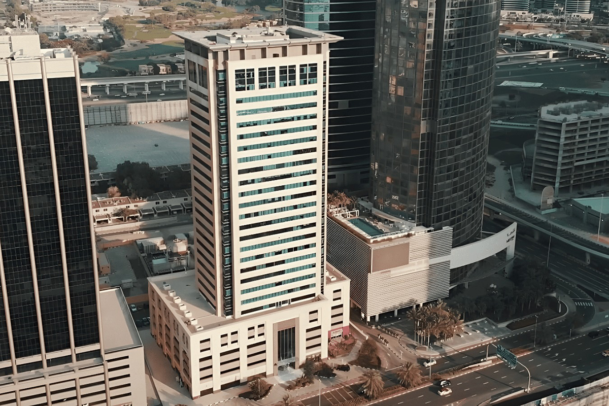 Aurora Tower, a 27-storey office building in Dubai Media City.