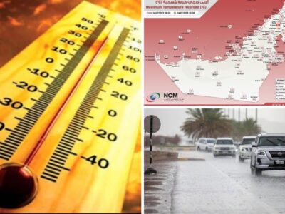 UAE weather hot and wet rain temperature