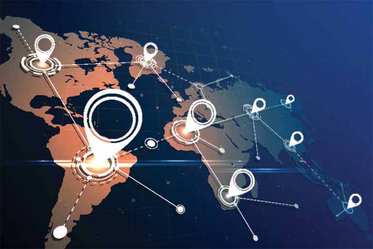 gps technology on world map
