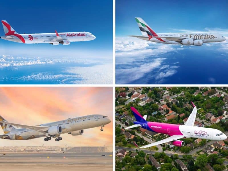 UAE airlines, Emirates, Etihad, Air Arabia, Wizz Air