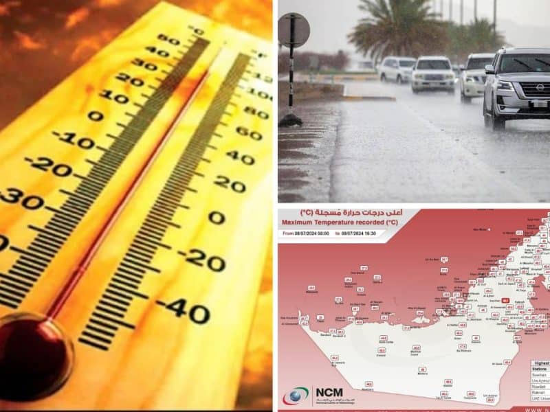 UAE weather heat temperature rain