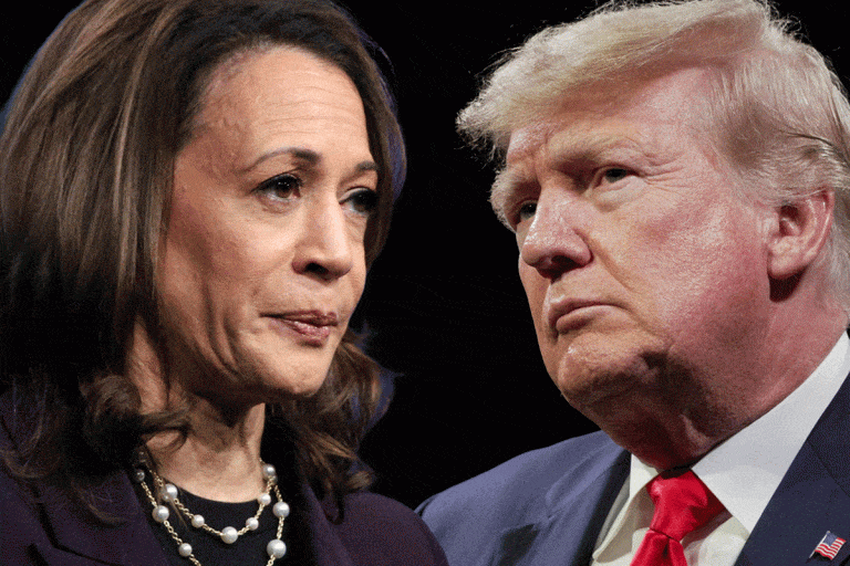 Donald Trump and Kamala Harris presidential race