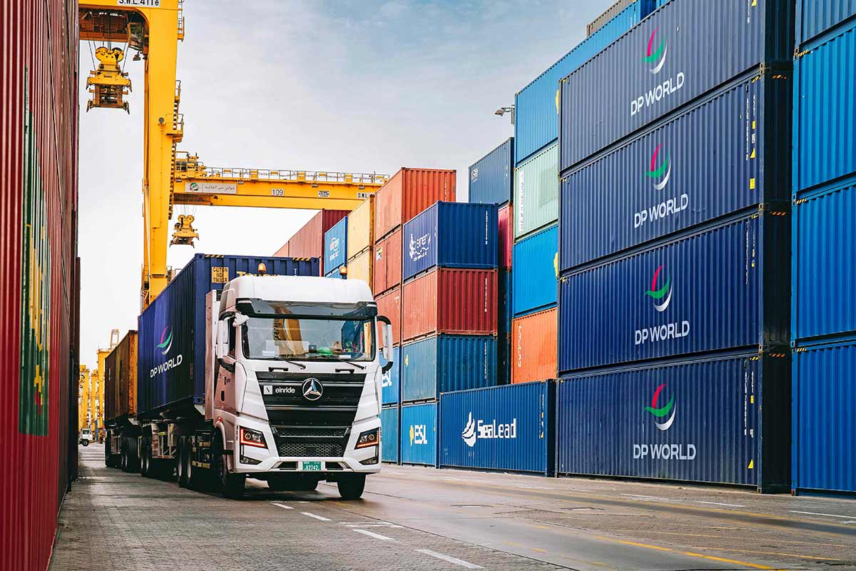 DP World Electric freight trucks at Jebel Ali Port